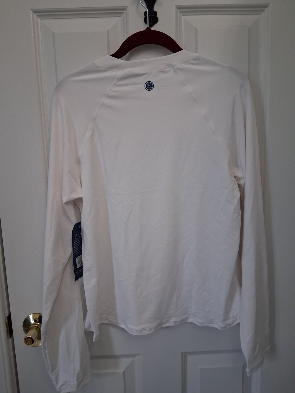 Life Is Good Women's White Rash Guard with Flag Flip-Flop Graphic - Picture 3 of 9